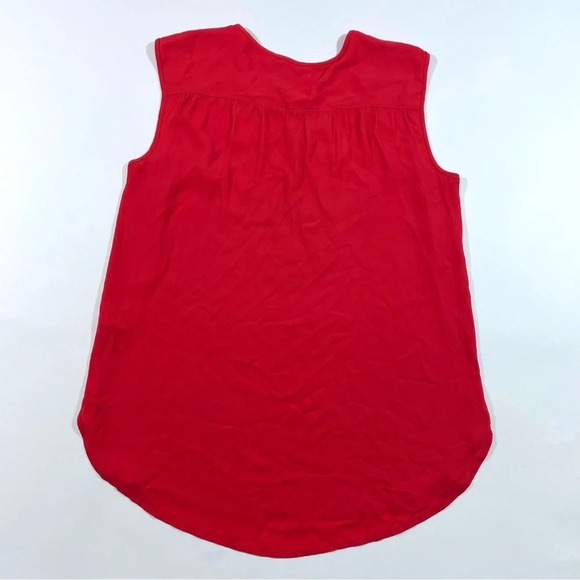 J Crew Red Drapey Keyhole Blouse Sleeveless Top Size 6 - Picture 4 of 9